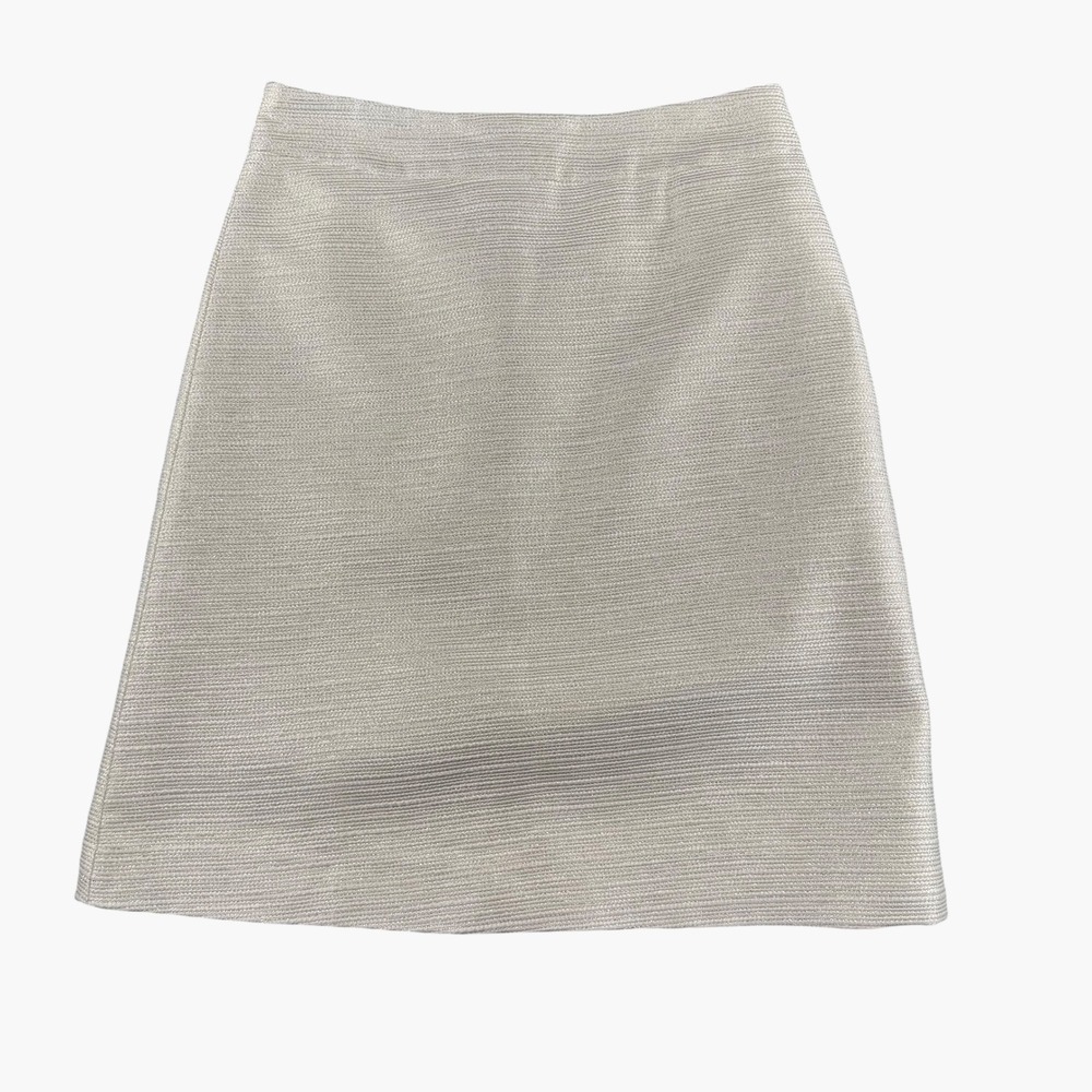Paper Crown Cream Metallic Silver Textured A-Line Mini Skirt Size 8